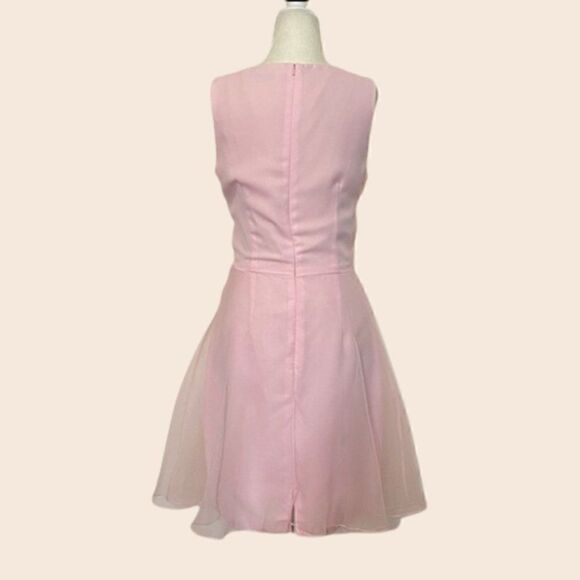 Vintage Geary Roark Pink Mini Cocktail Dress with Organza overlay Size 8 - Picture 3 of 10